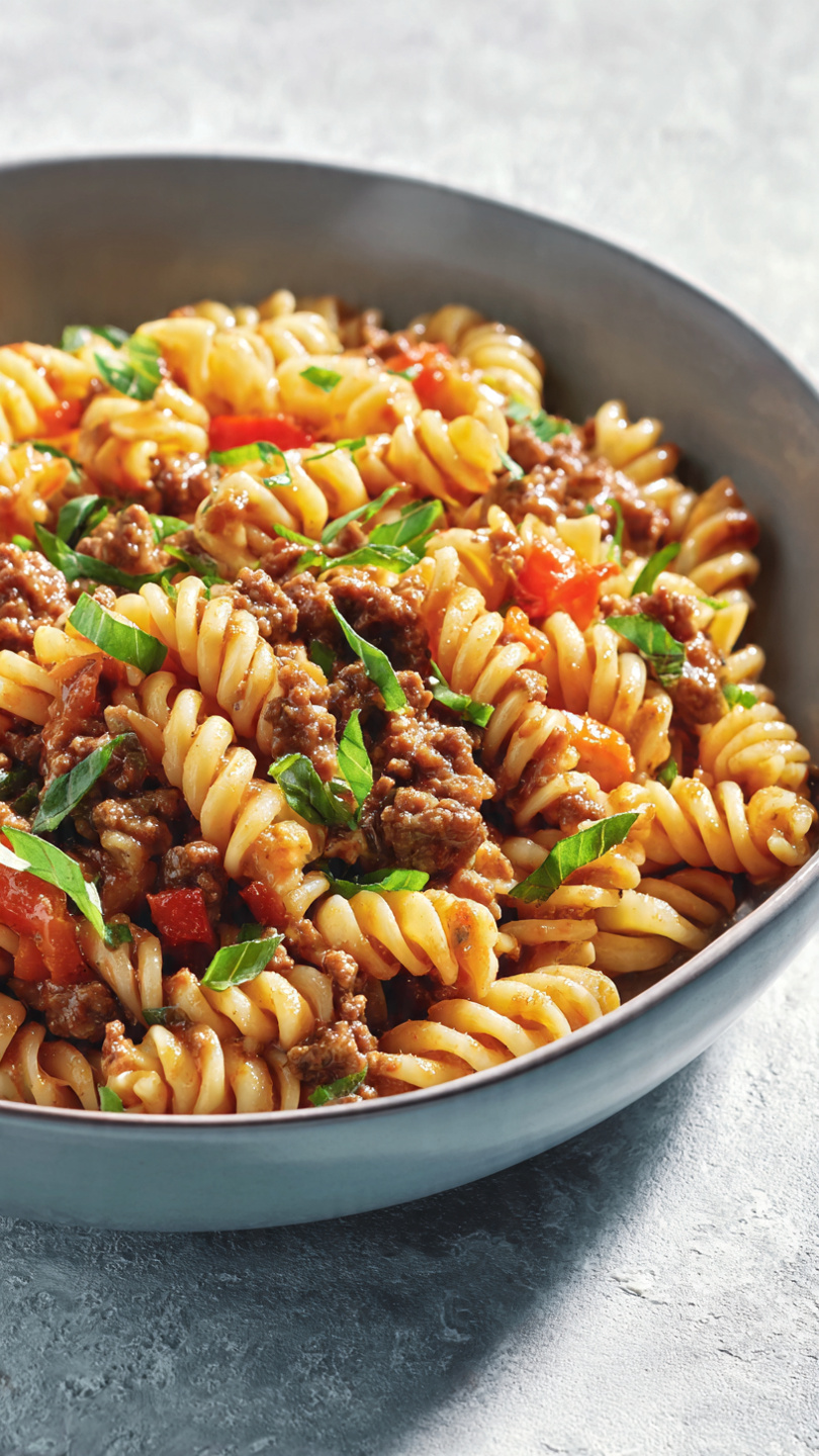 Creamy Cheesy Ground Beef and Shells Pasta